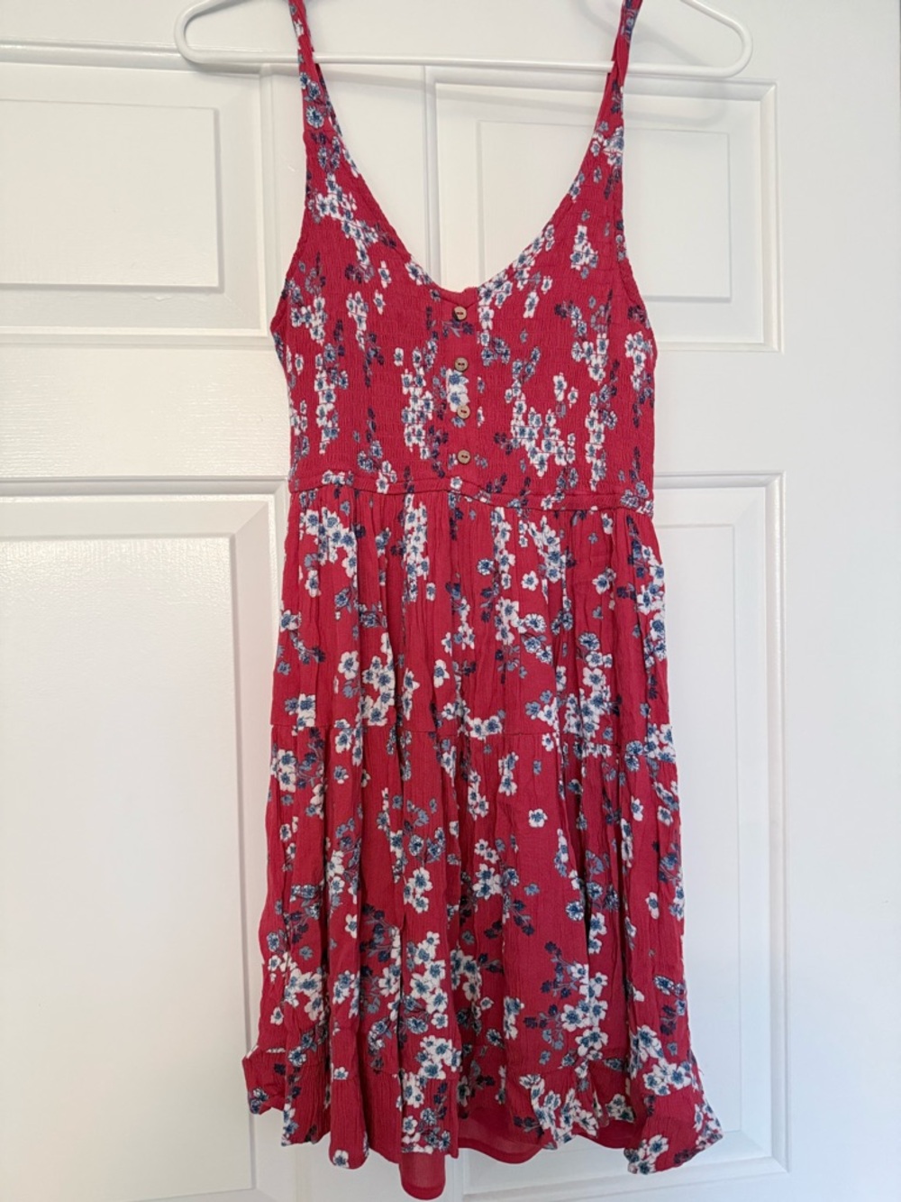 Red Floral Button-Front Sundress